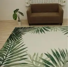 【美品】ボタニカル　葉っぱ　デザインラグ