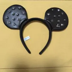 【東京ディズニー】カチューシャ 黒色 ロックなレザー風☆メンズのパークコーデに♪