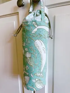 海の生き物柄　USAコットン使用　ペットボトルホルダー・ 水筒カバー