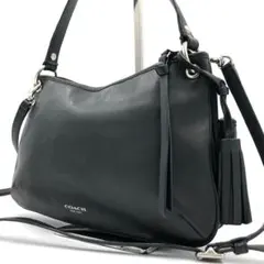 COACH コーチ ショルダーバッグ 2way 黒 レザー タッセル 斜めがけ