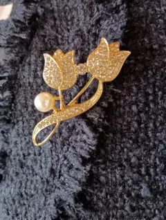 ブローチ　チューリップ　ラインストーン　パール　ゴールド　入学式卒業式イベント②