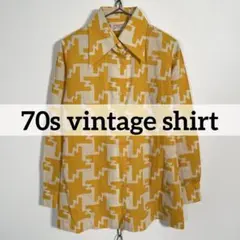 ☆日本製 70sヴィンテージ 総柄 長袖ブラウス 昭和レトロ サイズ9
