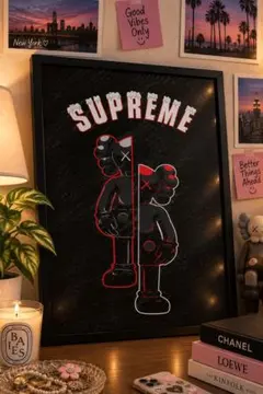 SUPREME KAWS アートポスター 額付き インテリア A4