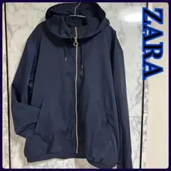 ZARA ネイビー フード付き マウンテンパーカー　ウインドブレーカー