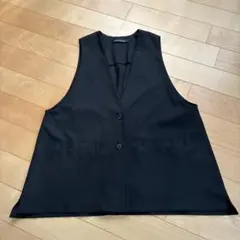 ミズイロインド　ディープVネック ワイドベスト　ブラック