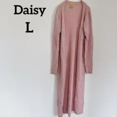 Daisy 【L】ピンク リブ編みカーディガン ロング　春　秋
