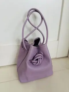 ラベンダー レザー バケットバッグ