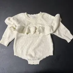 アイボリー フリル付きニットセーター 3-6ヶ月
