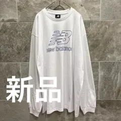 新品　ニューバランス 長袖 Tシャツ ロンT XL 白 青 ビッグロゴ a980のサムネイル