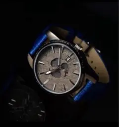 MUSHA 自動巻き腕時計 青色レザー