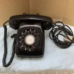昭和レトロ　美品　ダイヤル式黒電話　ライン　オブジェ　置物のサムネイル