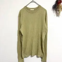 GU (M) ニット セーター リブ編み 長袖 中着 トップス ピスタチオ 緑