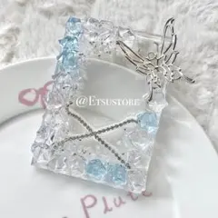トレカケース　デコ　レジン　手作り　氷　ダイヤ　蝶々　クリア　かわいい