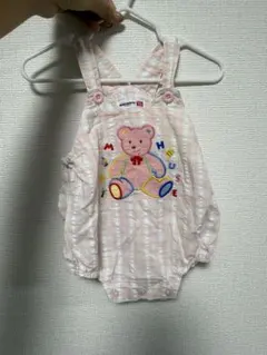 Mikihouse クマ刺繍 サロペット 70 ロンパース　ミキハウス　レトロ