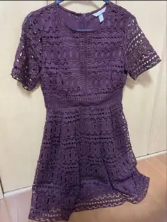 レース パーティードレス ダークパープル H&M
