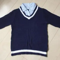 ネイビー　Vネックセーター / ニットベスト風
