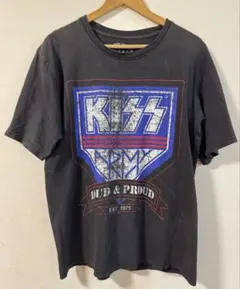 KISS Army ビンテージ風Tシャツ ブラック L
