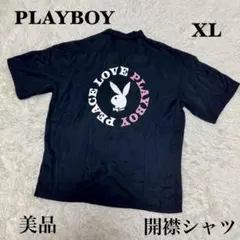 PLAYBOY 開襟シャツ オープンカラーシャツ XL ブラック バックプリントのサムネイル