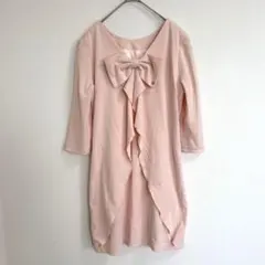 【ミシェルマカロン】　チュニック　ワンピース　ビジュー　リボン　【S】　ピンクのサムネイル