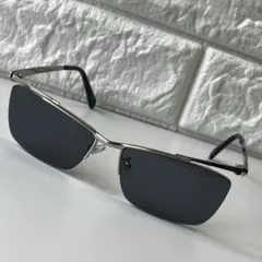 ハーフリム サングラス メンズ UVカット ナイロール型 オラオラ系 スモーク②のサムネイル