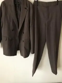 ブラウン チェック柄 ビジネススーツ 上下セット