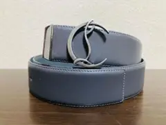 【未使用】クリスチャンルブタン　レザーベルト　グレー　燻しシルバー