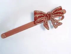 アレクサンドルドゥパリ　リボン形バレッタ　スワロフスキー　ブラウン　キラキラ