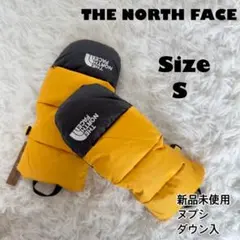 新品✨THE NORTH FACE ヌプシ　ミトン　ロゴ刺繍　ダウン 黄色 S