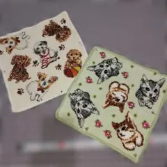 Enjeune タオルハンカチ 犬猫2枚セット used