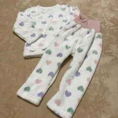 ハート柄フリースパジャマセット 100cm