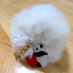 アドベンチャーワールド✨パンダ✨ファー付きキーホルダー ホワイト