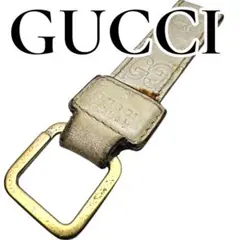 【良品】GUCCI キーホルダー チャーム アイボリー GG ストラップ レザー