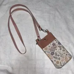 スマホショルダー ハンドメイド ピンク 白 花