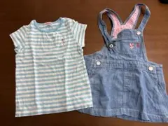 ミキハウス Tシャツとホットビスケッツのデニムオーバーオールセット