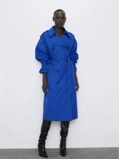 ZARA トレンチコート ブルー　青　コート　ザラのサムネイル