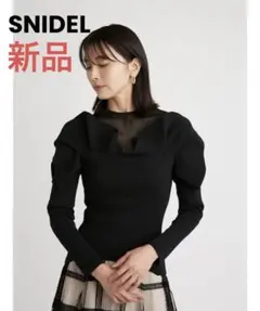 新品 SNIDELデコルテシースルードッキングニットプルオーバー