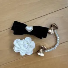 クロックス ジビッツ 3点セット リボン パール