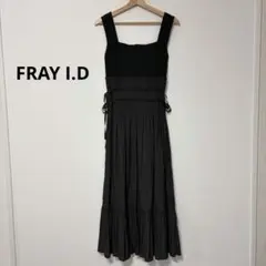 FRAY I.D ニットコンビシャーリングリボンワンピース　ブラック