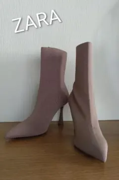 【未使用】ZARAソックスブーツ ニット ストレッチ ポインテッドトゥ 39