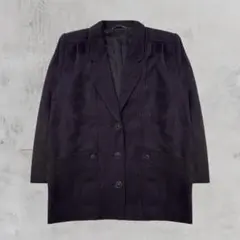 深紫ブラック ノーカラーコート ロング丈 上品 大人 アウター カジュアル