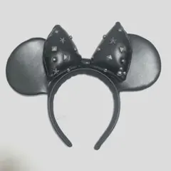 ディズニー　レザー風 スタッズカチューシャ
