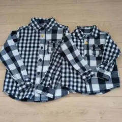 BREEZEチェック柄長袖シャツ 95cm.130cmの2枚セット おそろい