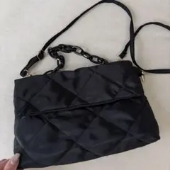 【未使用】キルティング ショルダーバッグ ブラック2way チェーン パデッド