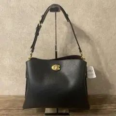 COACH ウィロウ ショルダーバッグ 2way ターンロック ブラック レザー