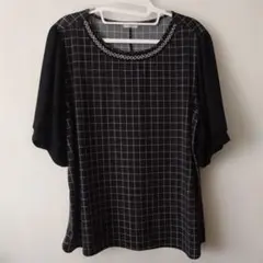 黒チェックの半袖カットソー（LL）