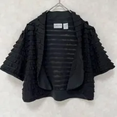 美品✨ CHICO'S ティアードフリル 半袖 ボレロ カーディガン ブラック