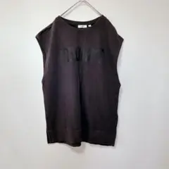 ニコアンド【L】スウェットベスト/ロゴ 綿100% カジュアル 裾スリット