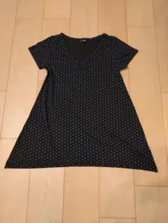 Dazzlin ネイビー ドット柄 半袖チュニック