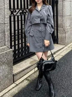 rienda【新品美品】ラップパターンミニワンピース