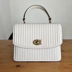 【美品】コーチ COACH ハンドバッグ 2way キルティングレザー 白